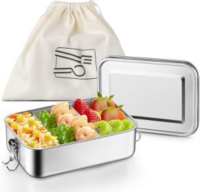 Stainless Steel Bento Box, 47oz/1400ML Large Metal Bento Lunch Box Container for Adults/Kids, for Home/School/Office/Travel, With 2 Removable Div