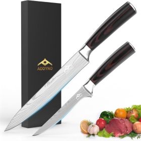 2-Piece Japanese High Carbon Stainless Steel Knife Set  8 Chef & 4 Paring Knives With Ergonomic Handle (Option: Silver)