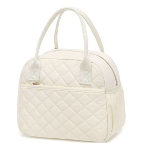 Lingge waterproof and insulated lunch box bag, large capacity portable lunch box bag (Color: Beige)