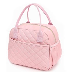 Lingge waterproof and insulated lunch box bag, large capacity portable lunch box bag (Color: Pink)