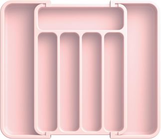 Silverware Organizer - Expandable Kitchen Drawer Organizer, Adjustable Utensil Organizer, Cutlery Tray for Forks, Knives (Color: Pink)